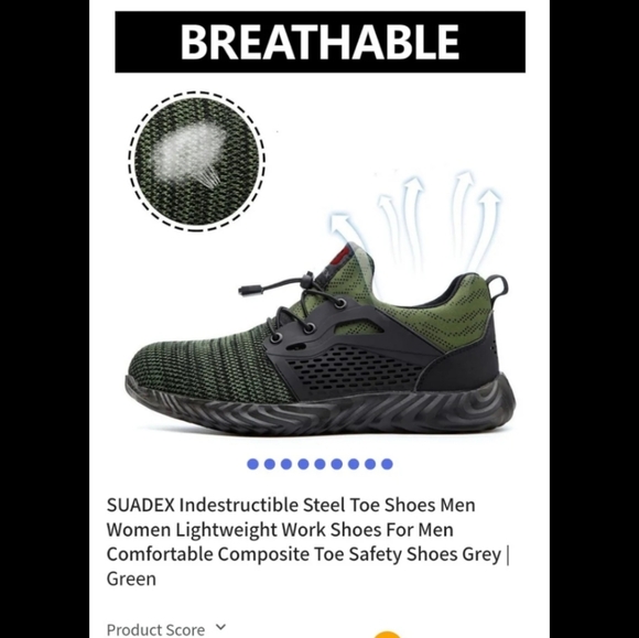 NEW SUADEX Indestructible Steel Toe Shoes Men sz 7 Lightweight Work Shoes - Picture 5 of 8